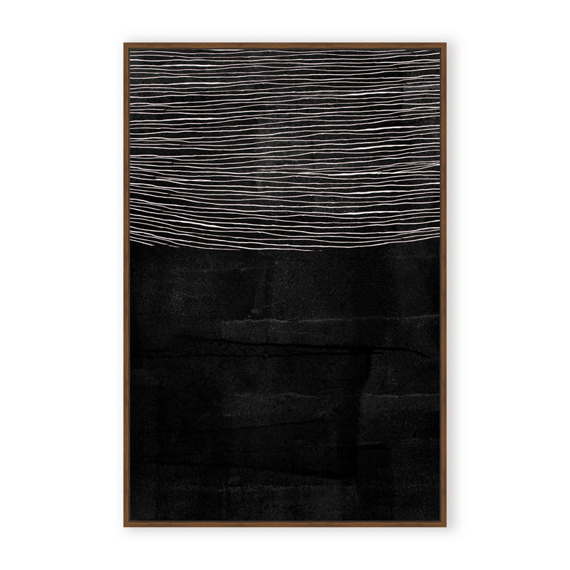Abstract Blackened Line by  - Picture Frame Painting on Paper, 24" H x 16" W x 1.125" D, Framed Matted Print, Black