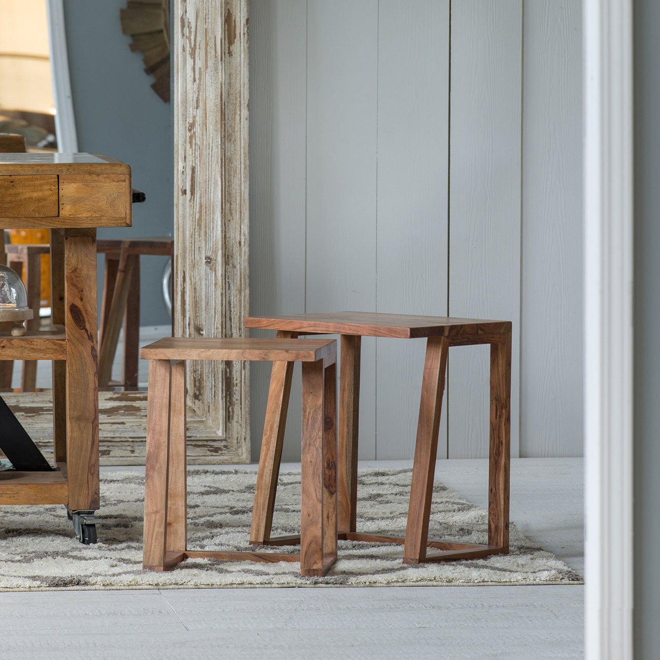 Solaris Solid Wood Nesting End Table