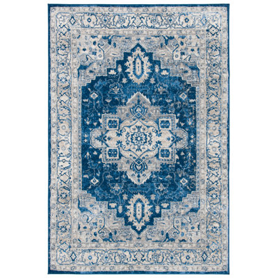 Tapis bleu marine / gris Aurich 851
