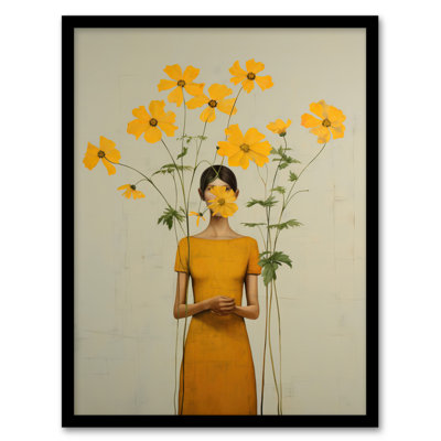 Hidden In Buttercups Surrealist Mustard - Single Picture Frame Print