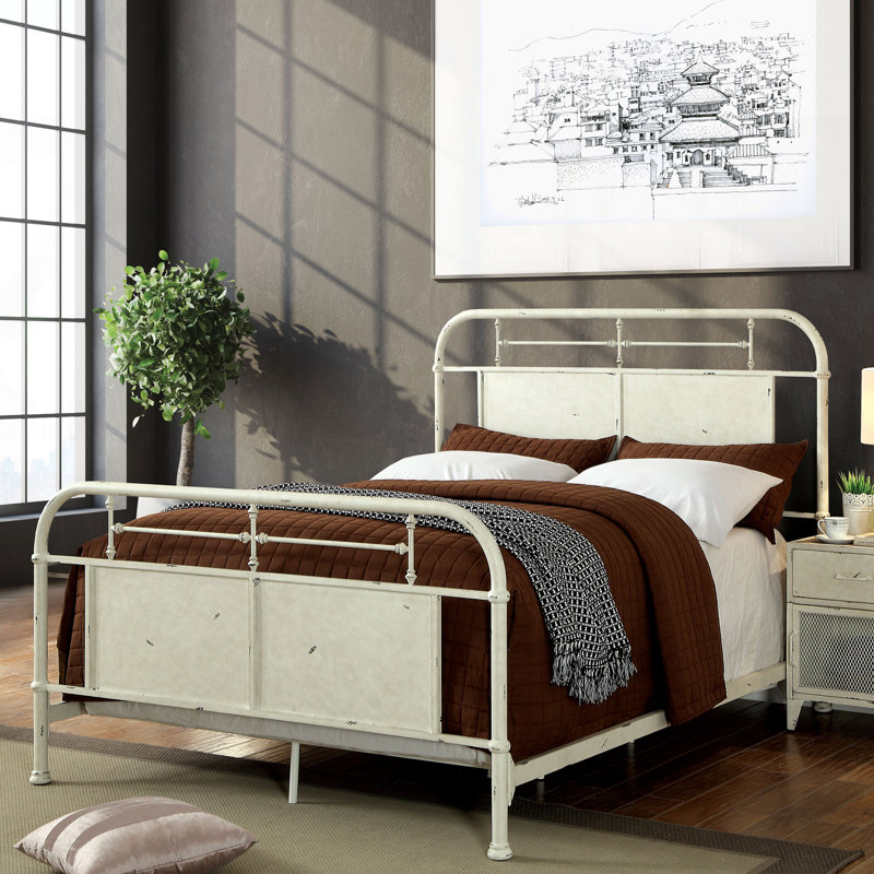 Lit standard Estelina, Blanc vieilli, Simple