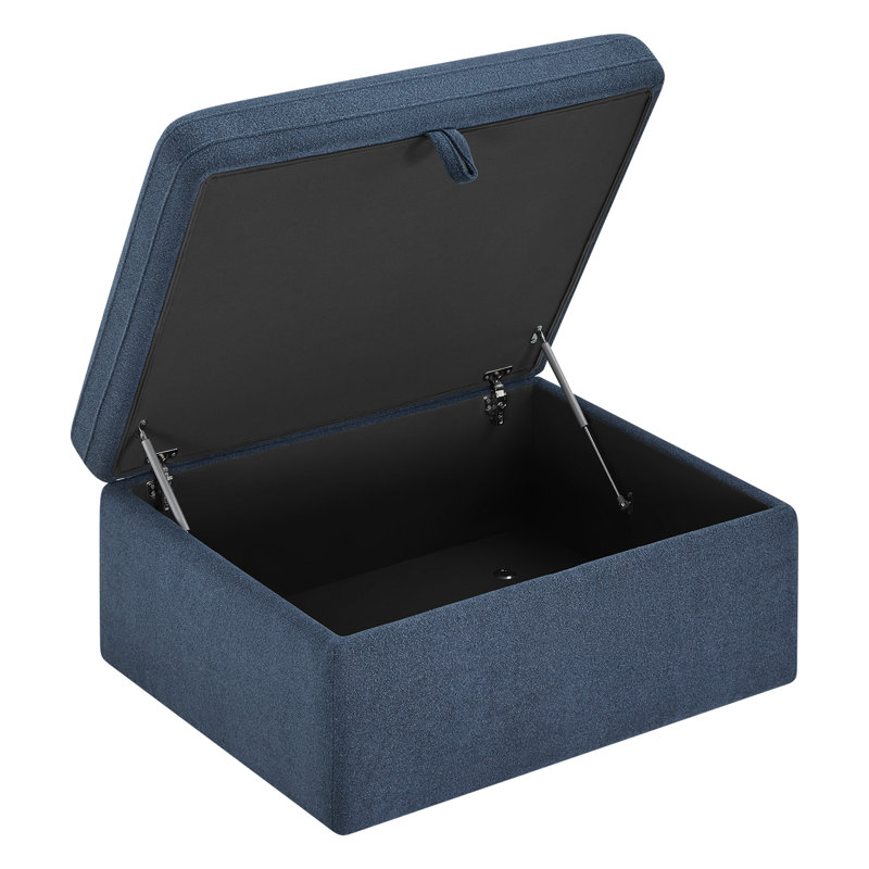 Repose-pieds avec rangement Brickner Lana, Tissage texturé Elite indigo