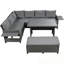 Ensemble de canapé modulaire en rotin de polyéthylène 5 pièces avec 2 tables d'appoint pliables, ensemble de mobilier de jardin en osier en forme de L avec table de salle à manger et banc, coussins-397946248