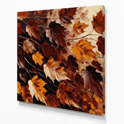 «Botanical Hickory Leaves», art mural sur toile noire