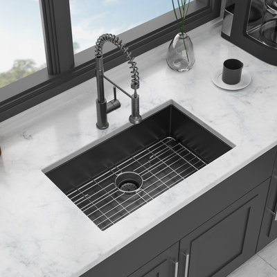 30 Inch Undermount Sink - 30"X18"X10" Gunmetal  Undermount  Kitchen Sink 16 Gauge 10 Inch Deep Single Bowl Kitchen Sink Basin