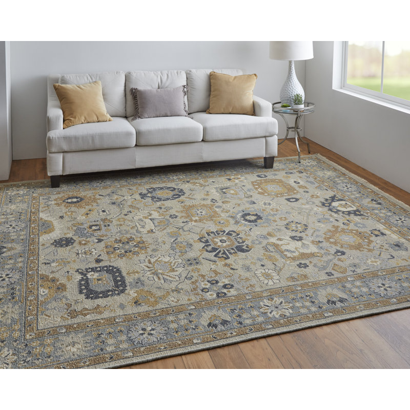 Corbitt Wool Oriental Area Rug in Blue, Rectangle 8'6" x 11'6"