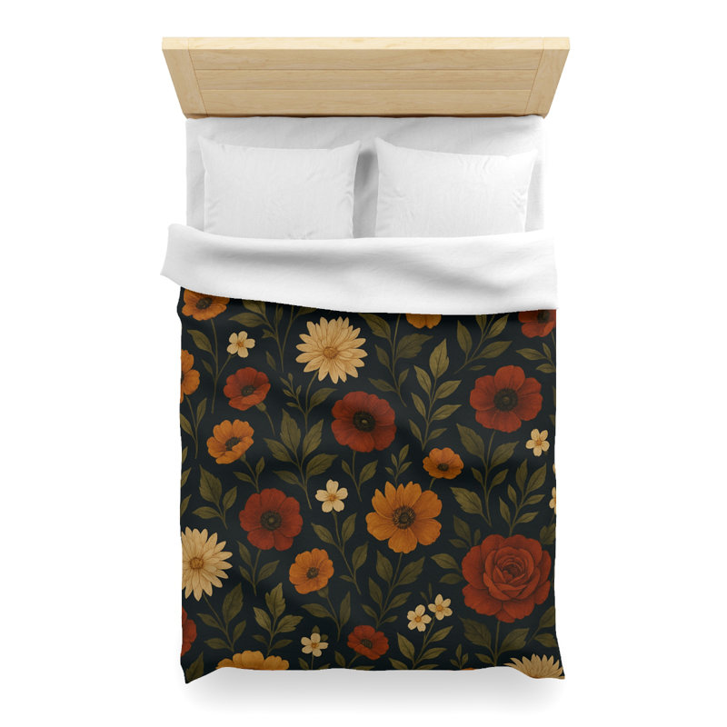 Microfiber Duvet Cover Boho Style, Design 58, Twin XL Duvet Cover, White