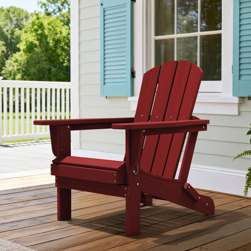 Chaise Adirondack pliable en PEHD Clitheroe, Bourgogne