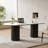 71" Modern Oval Writing Desk,Glossy White Office Table,with Double Solid Wood Legs-695320466