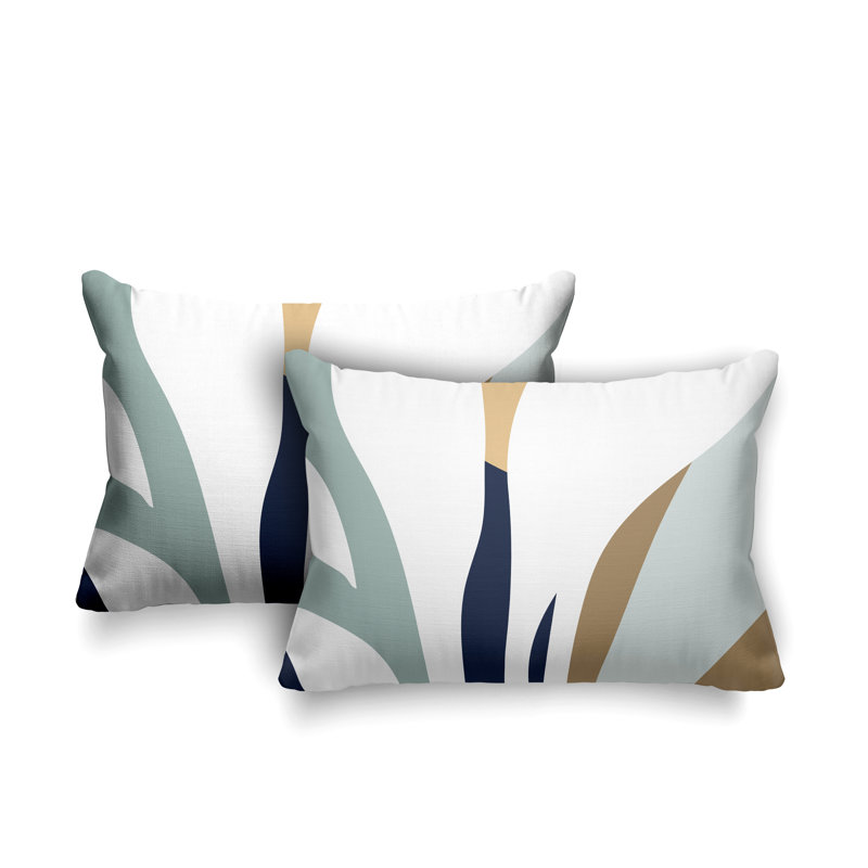 Housse et insert de coussin rectangulaire en polyester pour l'intérieur et l'extérieur, Gris / bleu marine / beige
