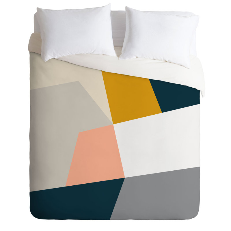 Geometric Shapes Duvet Cover Set, King Duvet Cover + 2 Shams