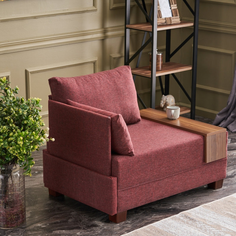 Modern 1-Seat Sofa, Claret Red, 39.4 x 31.5 x 29.5 inches | Solid Wood Frame & Melamine Coated Particle Board | 100% Polyester & Cotton Fabric, Easy Clean | Perfect for Hotel & Southwestern Décor