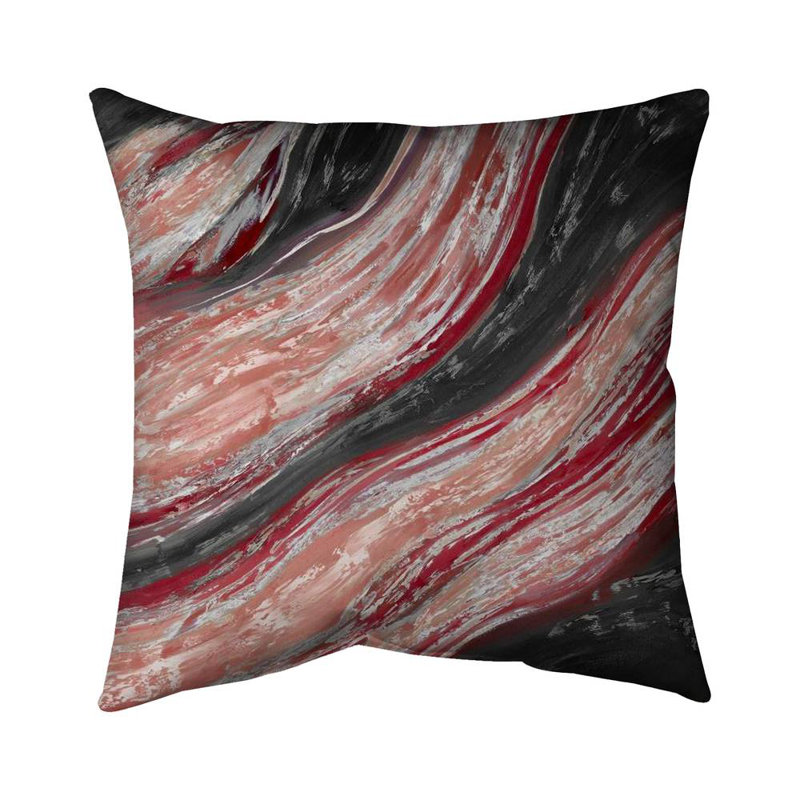 Red wave - 16"x16" Throw pillow cover - Poly twill - Print on demand, Red