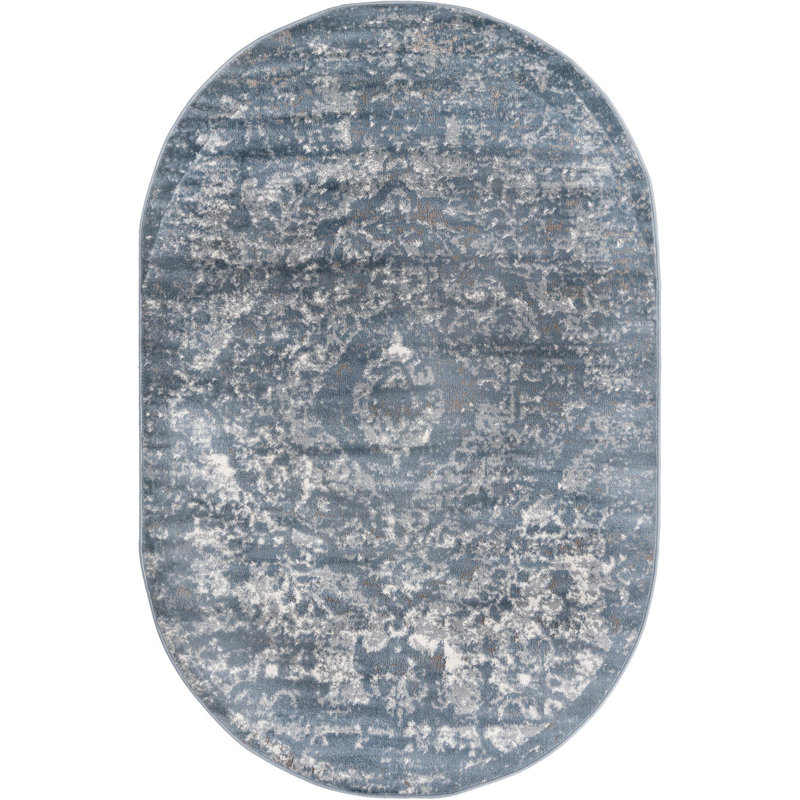 Tapis traditionnel couleur Delphénia tempête, Ovale 5 pi 3 po x 8 pi