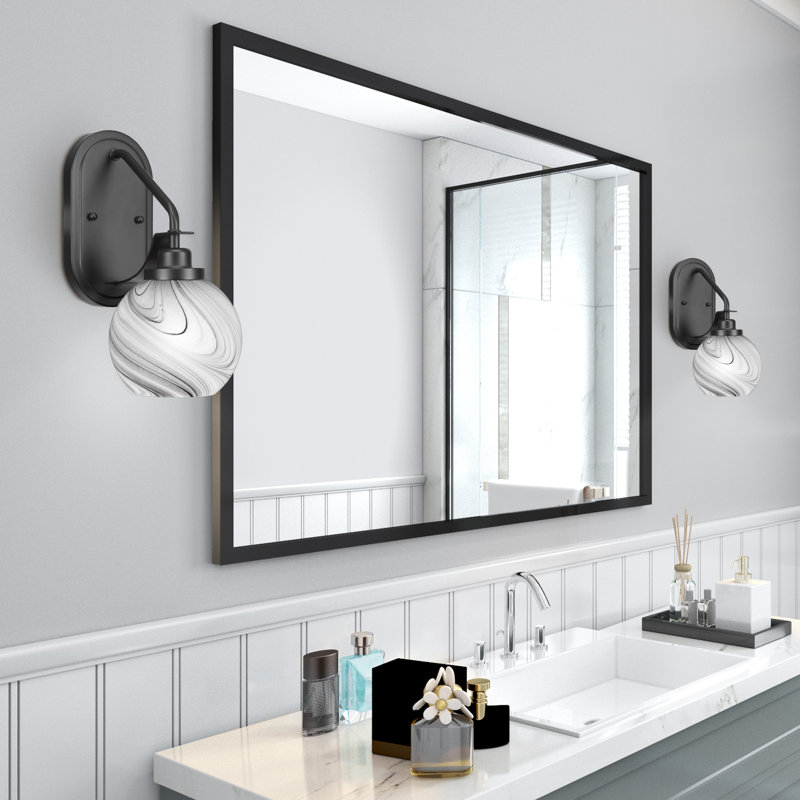 Applique murale Alirra avec verre de 5,75 po, Gris, Noir mat, Globe Shape
