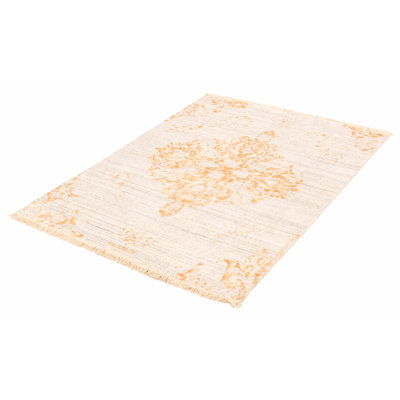 Tapis oriental orange / gris noué à la main