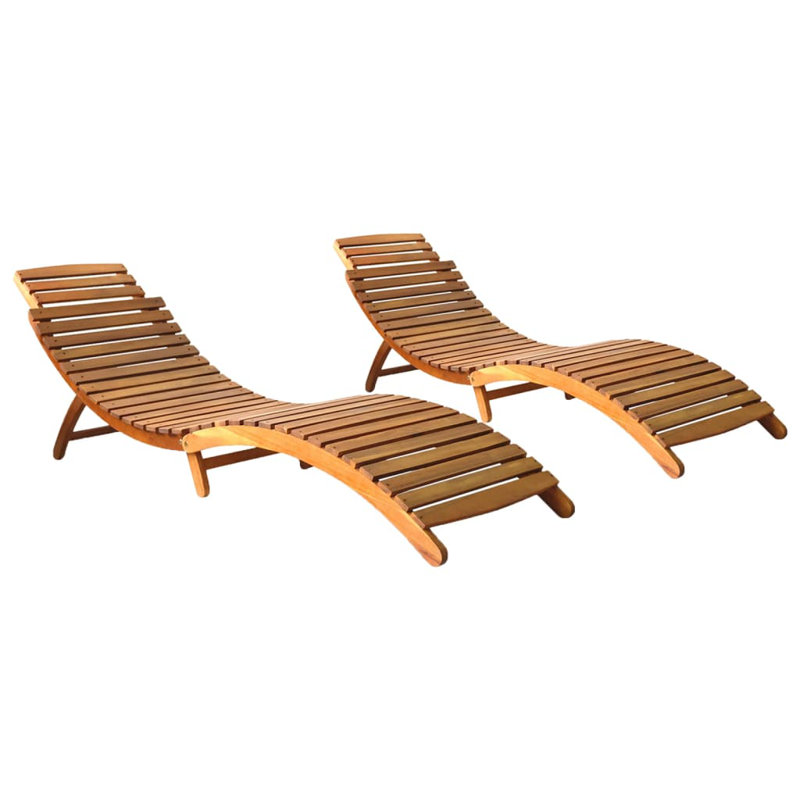 Chaise longue double en acacia Bohao 73,6 po