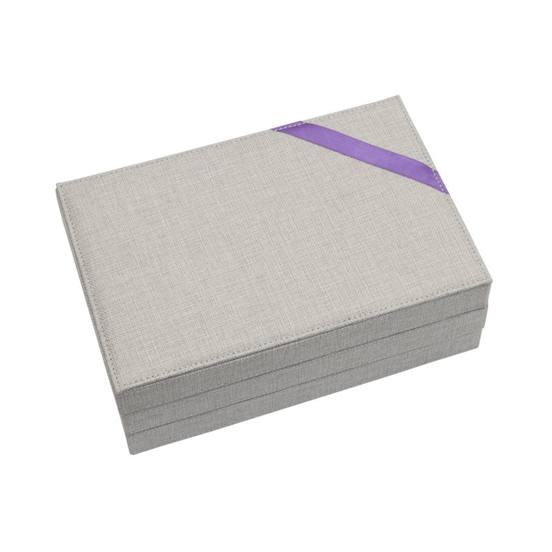 Organisateur de bijoux empilable à 3 niveaux en tissu Kunzler, Gris