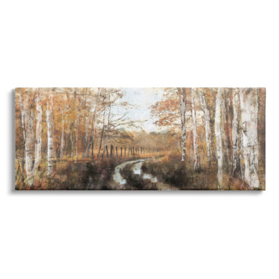 «Au-728», toile de bouleau d'automne, paysage sur toile par Nina, peinture bleue