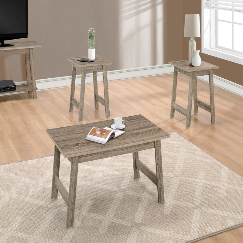 Ensemble de table, ensemble 3 pièces, café, bout, côté, accent, stratifié, transitionnel, Brun