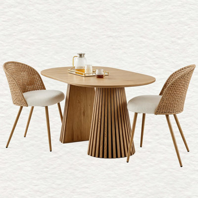Ensemble 2 pièces de table de salle à manger et chaises de salle à manger en bois massif - Chaises de style ferme