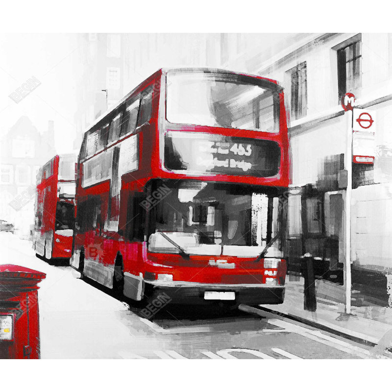 Red bus londoner - édifice de chambre à coucher, art encadré