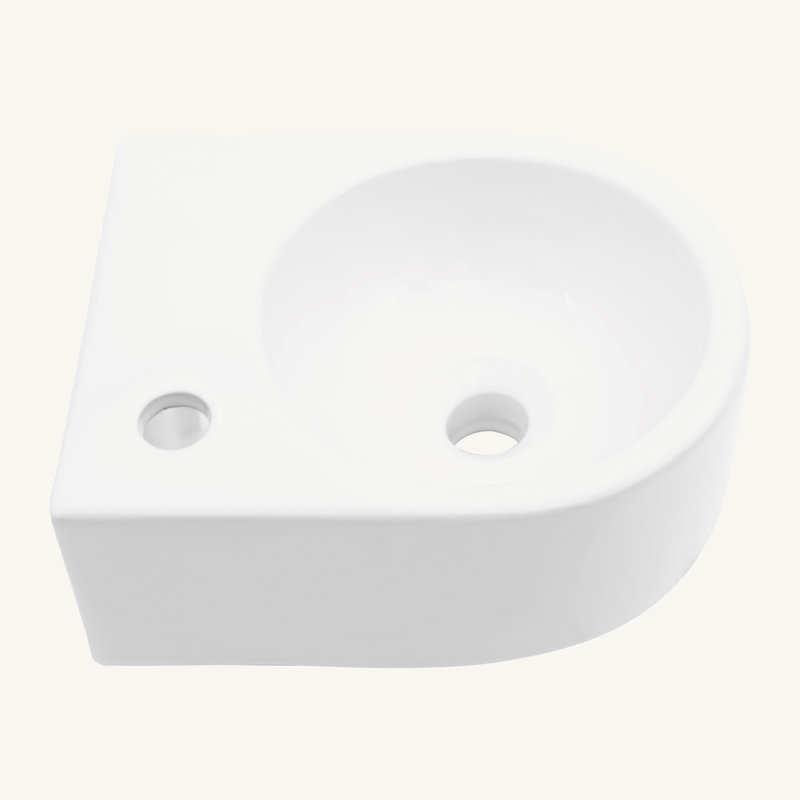 Lavabo de salle de bain mural rectangulaire en céramique 13X10,44 pouces avec trou de robinet simple