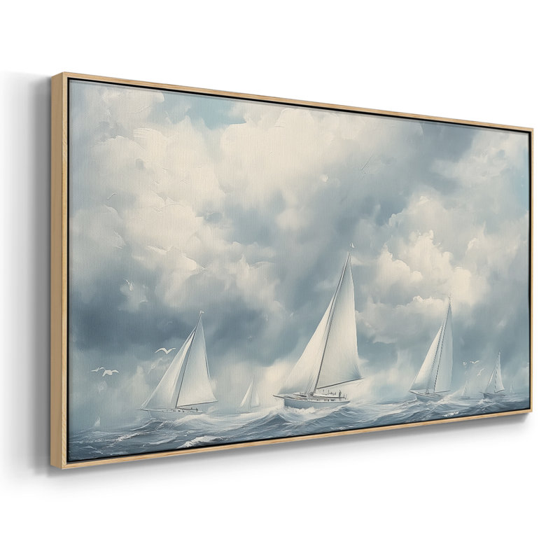 Nautical Series-XCVI- Toile tendue avec châssis tendue, prête à être accrochée, Naturel, H 21 po x l 41 po