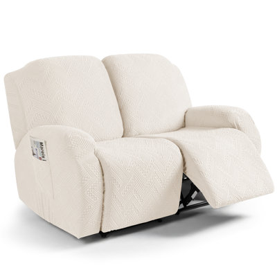 Harriet Recliner Loveseat Harriet 2 Pieces Box Cushion Sofa Slipcover Stretchy 2-Seat Couch Cover with Pockets