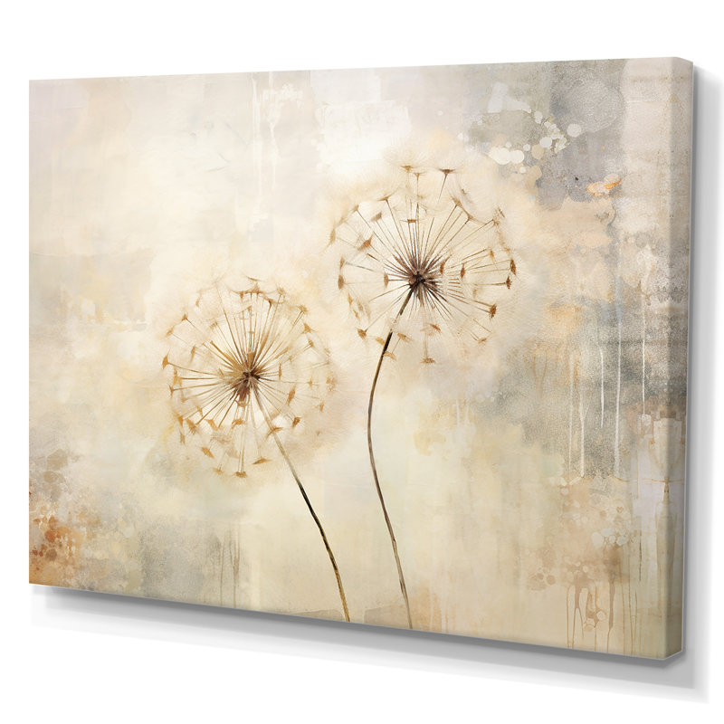 Pissenlit en sourdine - art mural pissenlit, Toile tendue, H 30 po x l 40 po x P 1,5 po
