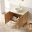Meuble-lavabo de salle de bain 30 po avec lavabo, armoire de rangement autoportante en contreplaqué avec 2 portes, lavabo avec motif en pierre et comptoir en pierre Sinte à motif travertin Roma