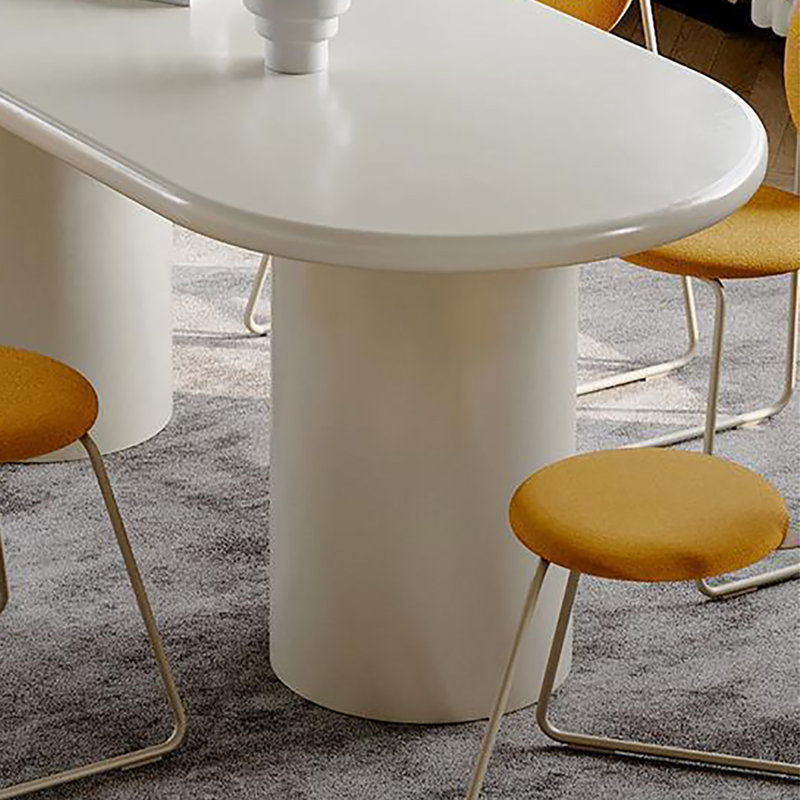 Table de salle à manger ovale de style crème avec pieds en acier, H 29,5 po x L 78,7 po x l 31,5 po, 5