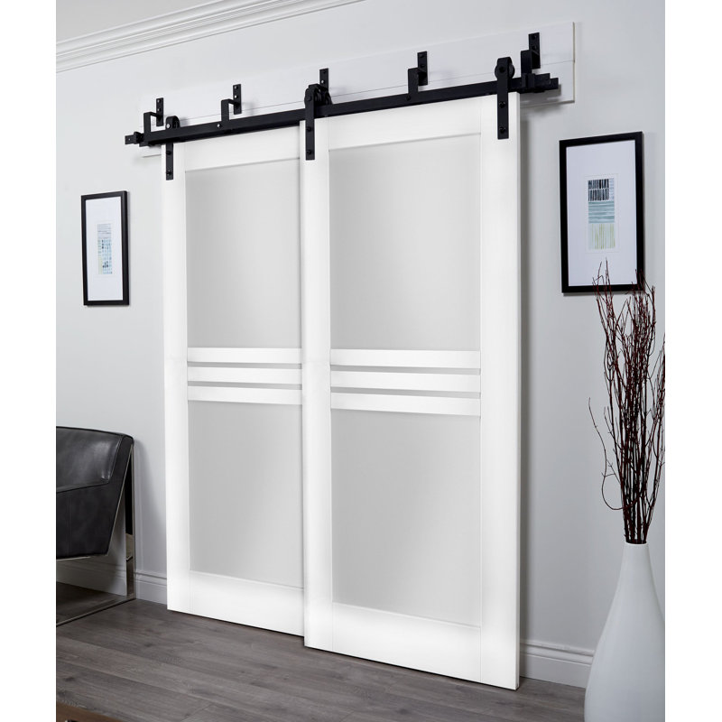 Portes de grange blanches en verre givré Mela, 48 po x 96 po
