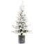 Arbre de Noël floqué avec base en pot, lumières à DEL blanc chaud, pointes, branches Pe + Pvc avec pommes de pin - petit arbre de fêtes pré-éclairé pour la table, l'entrée ou la décoration intérieure-1059524678