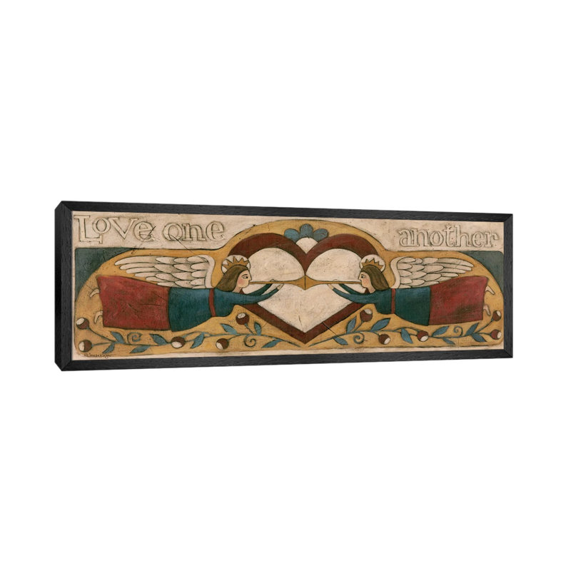Love One Another by Teresa Kogut - Panoramic Painting on Canvas, 121.92 cm H x 40.64 cm W, Black Framed