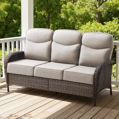 Alakai All-Weather Outdoor Patio Wicker Sofa With 6" Thick Cushion