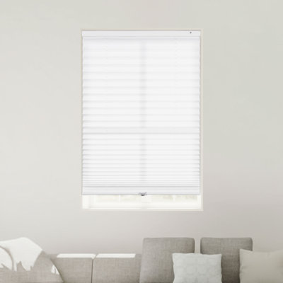 EZ Fit No Tools No Drill Cordless 1" Light Filtering Pleated Shades, 23"W x 72"H, White
