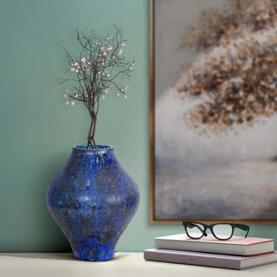 Verre d'art Nestora bleu azur foncé - court