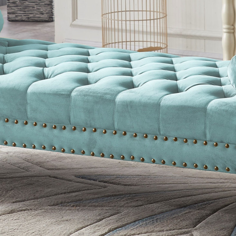 Fleeton Velvet Upholstered Bench, Teal