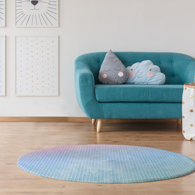 Tapis saumon/bleu light chevrons
