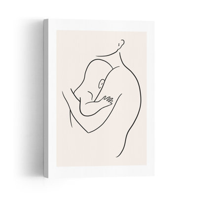 Mother Baby Embrace Abstract Minimalist Wall Art Print 1 Piece Wrapped Canvas Wall Art