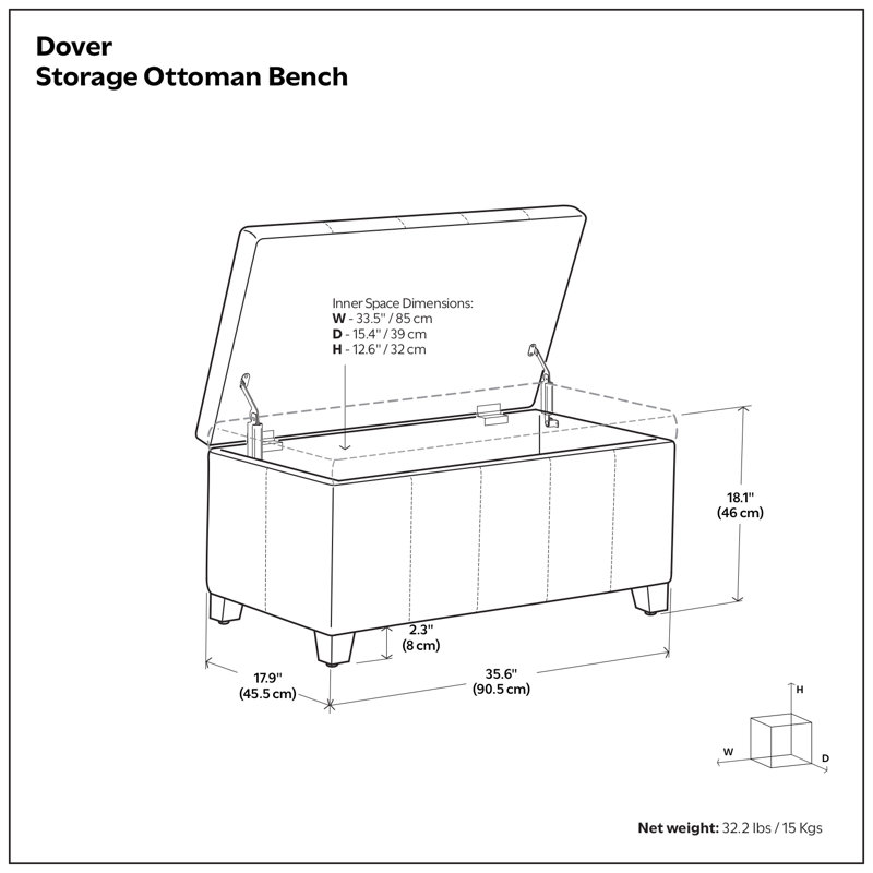 Repose-pieds rectangulaire avec rangement relevable Dover, Similicuir brun ombre