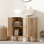 Meuble-lavabo avec tablette réglable, portes doubles, chêne