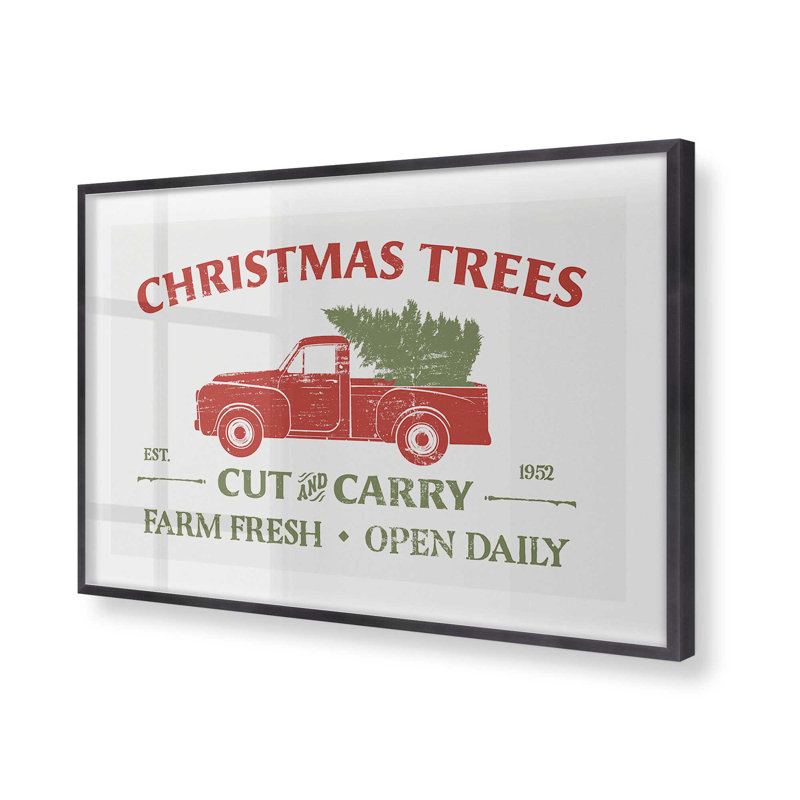«Farm Fresh Christmas Trees», impression roulée, Cadre simple en zinc patiné, H 12,25 po x l 15,25 po x P 1,25 po
