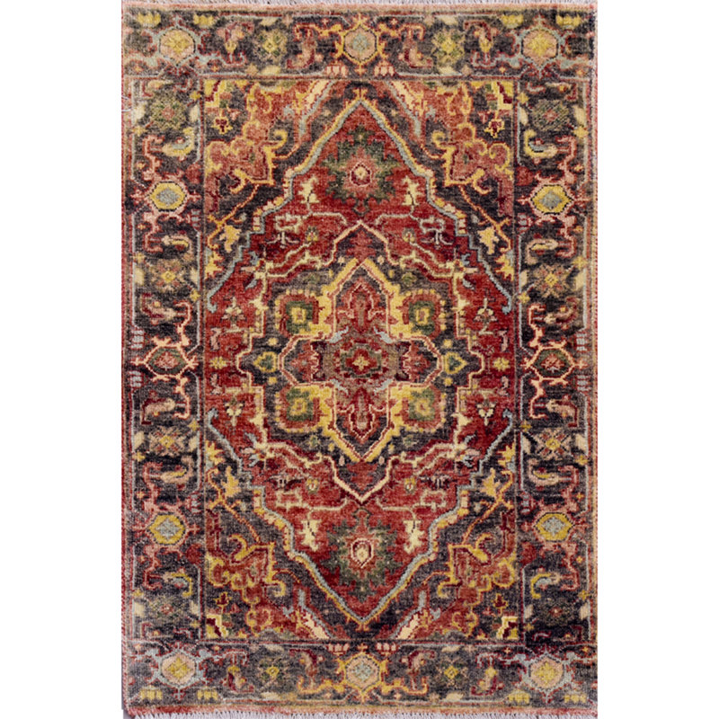 Tapis rouille et gris anthracite de haute qualité noué à la main, Rectangle 2 pi 6 po x 4 pi