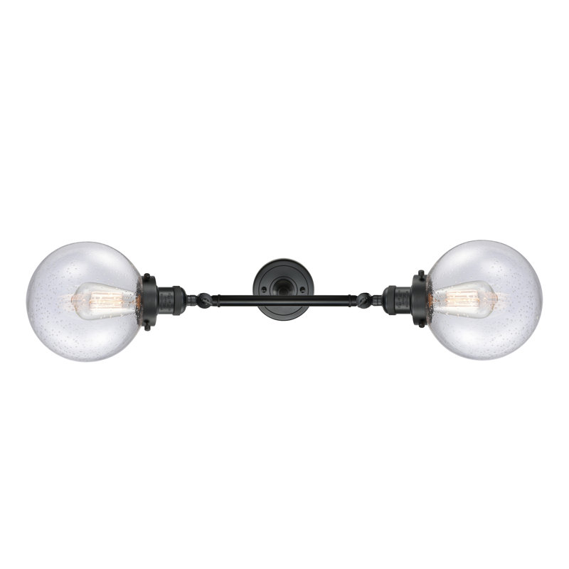 Éclairage de salle de bain à intensité variable 2 lumières Clementina, Ampoule incandescente rétro de 60 watts, Grainé