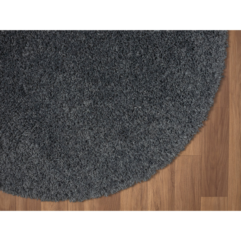 Shaggy Lush dark grey Rug, Round 120cm