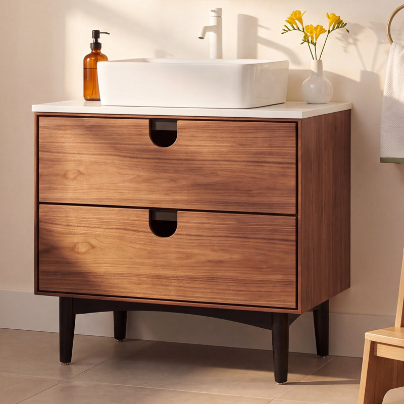 Antonina 29.53" Wide Vanity Set, Walnut