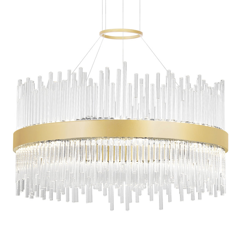24'' Round LED Chandelier with Medallion Gold Finish – Integrated LED – Transitional Design – Ideal for Dining Room, Living Room, Entryway