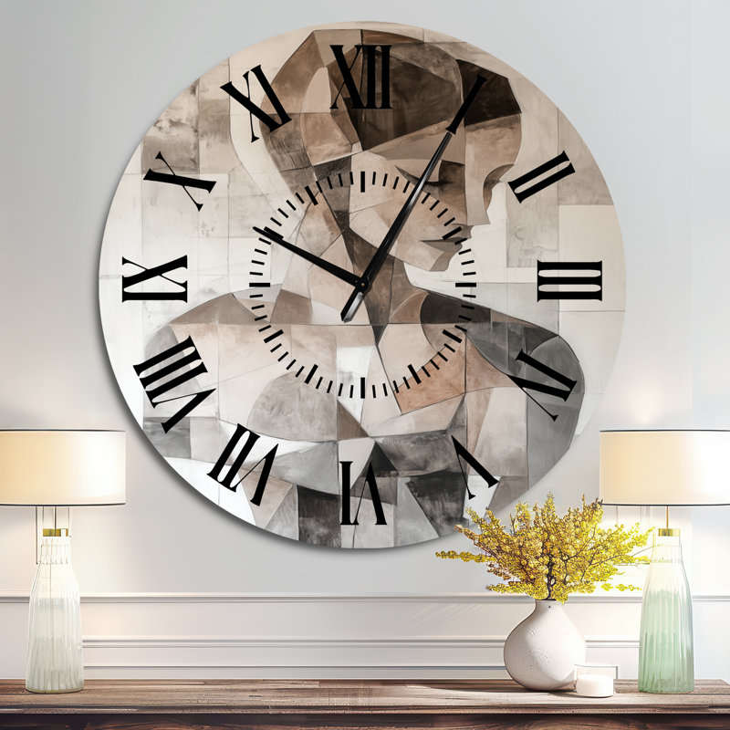 Femme en forme de cubiste - horloge murale ronde, Surdimensionné